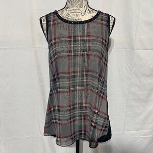💜3/$12💜 Express Sheer Plaid Sleeveless Blouse - Black, Red, Gray